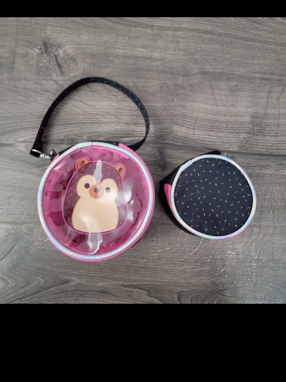 Squishmallows " Hans the Hedgehog " mini round wristlet 2 in 1